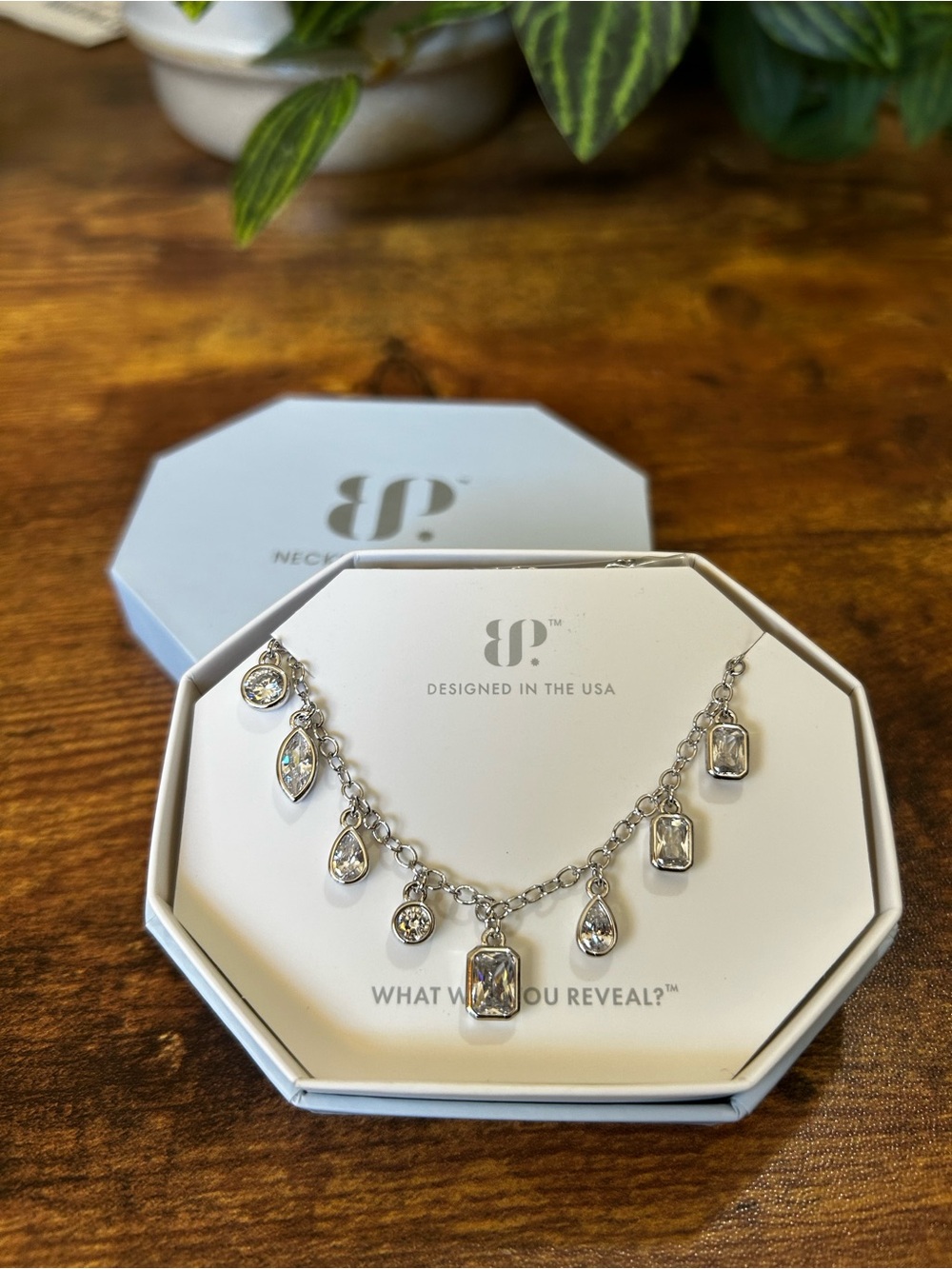 Bomb Party OG “Dazzling Green Goddess” Rhodium Necklace